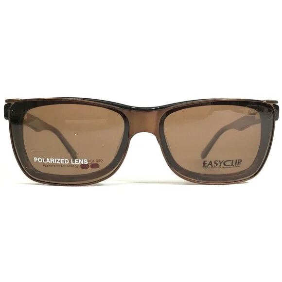 Easyclip Eyeglasses Frames WF EC3285 BROWN Red Square with Clip On Lenses