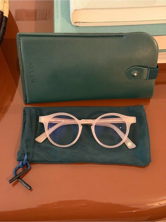 AHLEM Eyewear Rue Charlot Blushed Pink Blue Light Glasses + Sleeve + Case