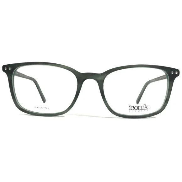 Iconik Eyeglasses Frames Derek C4 Green Tortoise Square Horn Rim 52-19-140