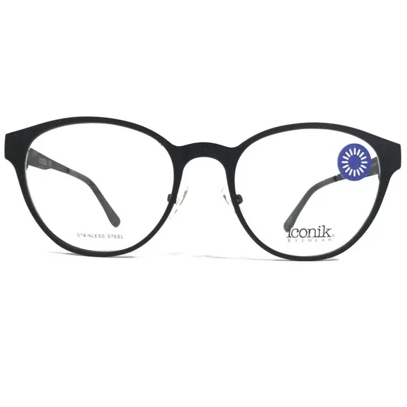 Iconik Eyeglasses Frames Caera C01 Black Round Full Rim 51-19-140