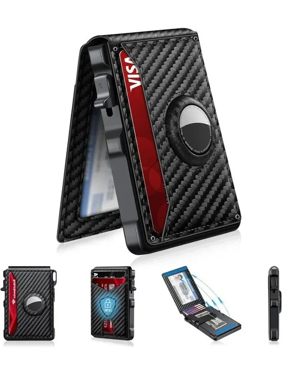 Minimalist RFID Blocking Wallet for Men, Bifold Aluminum Card Case, 12+ Cards