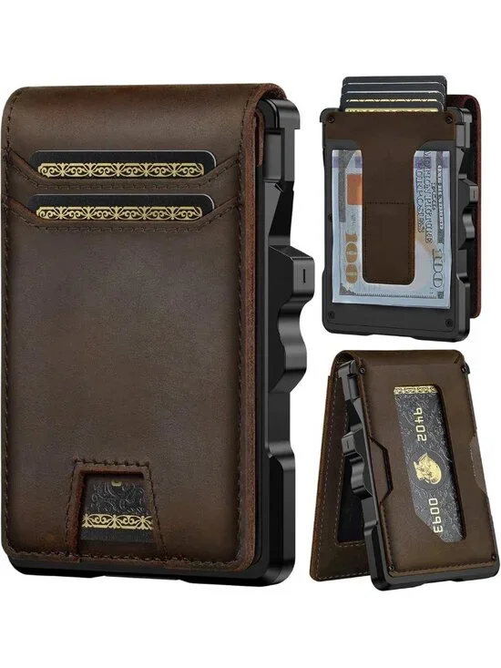 Slim RFID Leather Wallet for Men | Minimalist Front Pocket Design with Money