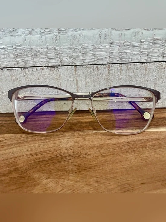 CAROLINA HERRERA VHE125K Gold Brown Pink Tortoise Square Metal FRAMES  54-15-135