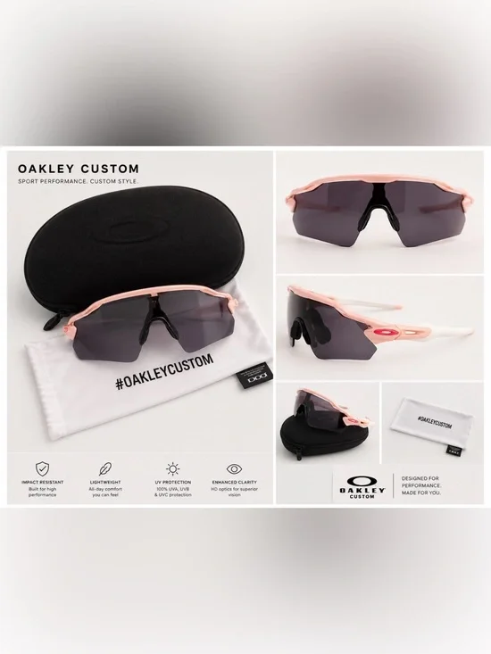 Oakley Custom Radar EV Sunglasses Pink&White|Includes Case and Bag