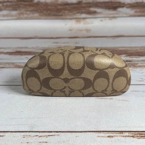 Coach Signature Brown Hard Case Clam Shell Eyewear Case