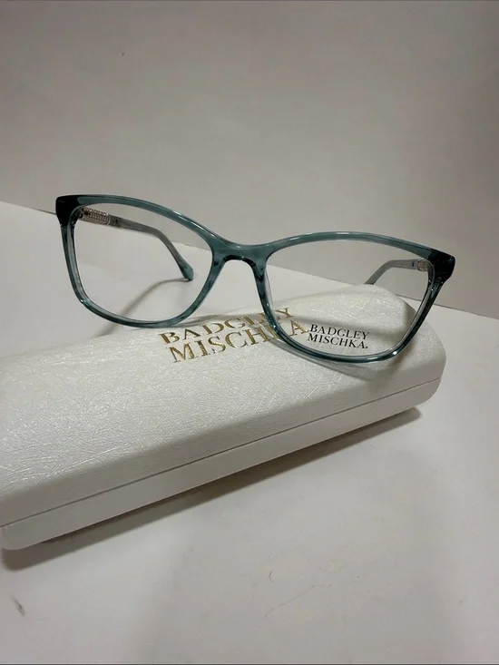 NWT Teddi Badgley Mischka Women's Clear Teal  Turquoise Ophthalmic Frame Glasses