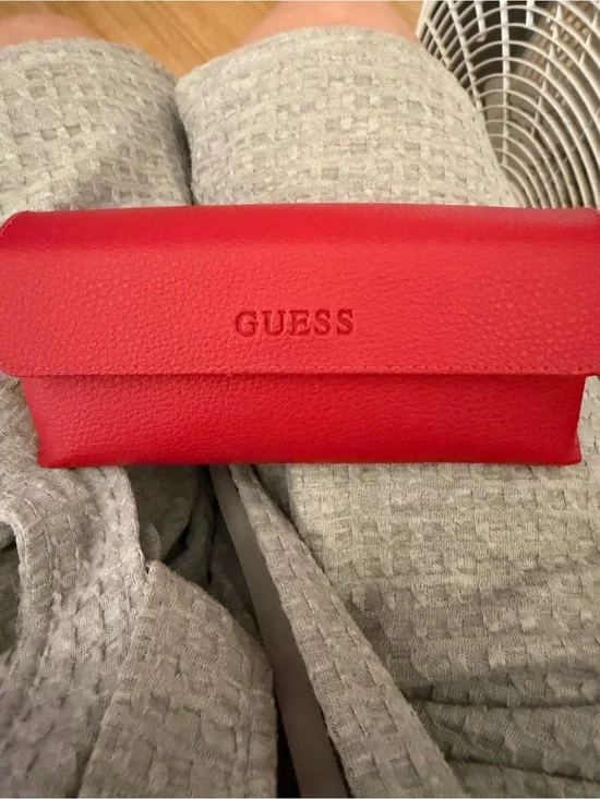 GUESS Red Foldover eyeglasses case with Embossed Logo