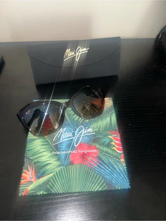 Maui Jim Black Frame Sunglasses with Brown Gradient Lenses