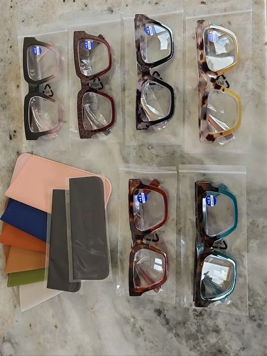 KoKoBin 6 Pack Oprah Style Reading Glasses for women +4.0 BLUE LIGHT FILTER