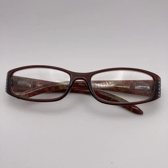Foster Grant Brn Floral Jeweled Reading Glasses Frames ASHLEY BRN‎ 54/16-129