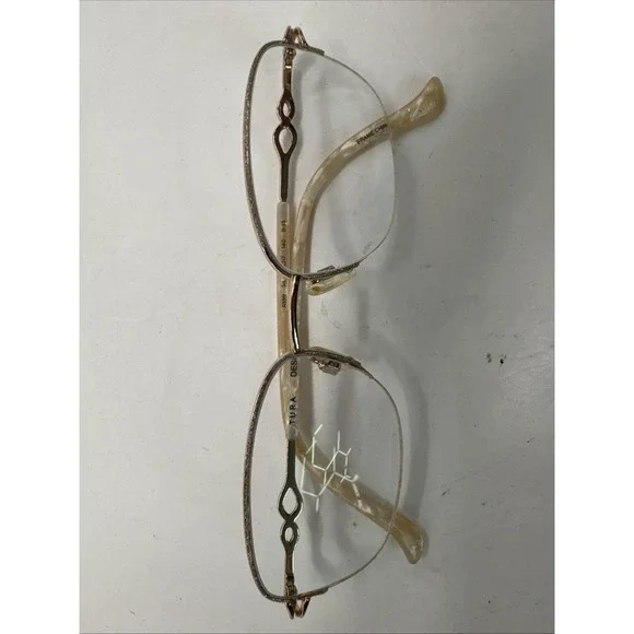 Tura Eyeglasses Frames R599 SIL Silver/Gold Titanium Crystals 53-17-140