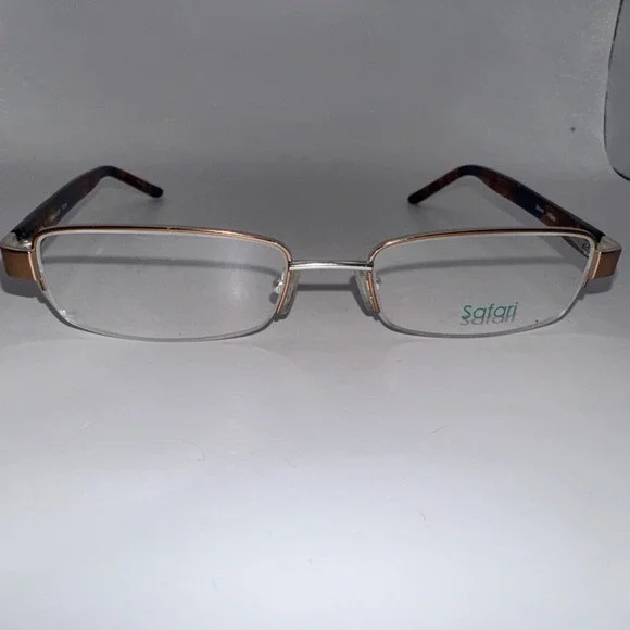 Safari Eyeglasses Frame G149 50-18-140 Brown/Blue/Tortoise Half Rim VD82