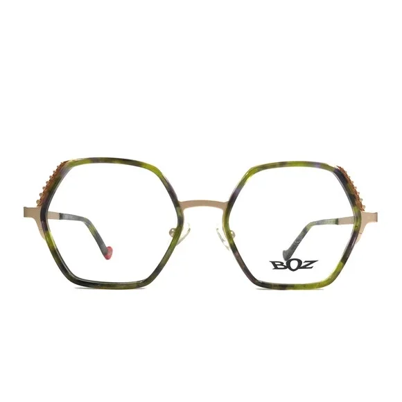 BOZ Eyeglasses Frames MADYSSON 4545 Green Satin Gold Chamois Full Rim 51-17-140
