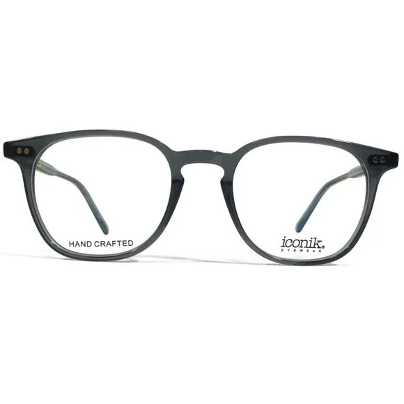 Iconik Eyeglasses Frames TYLER C2 Clear Blue Round Full Rim Horn Rim 52-18-145