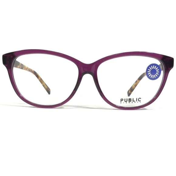Public Eyeworks Eyeglasses Frames BELLEVUE-C01 Purple Tortoise Cat Eye 53-13-140