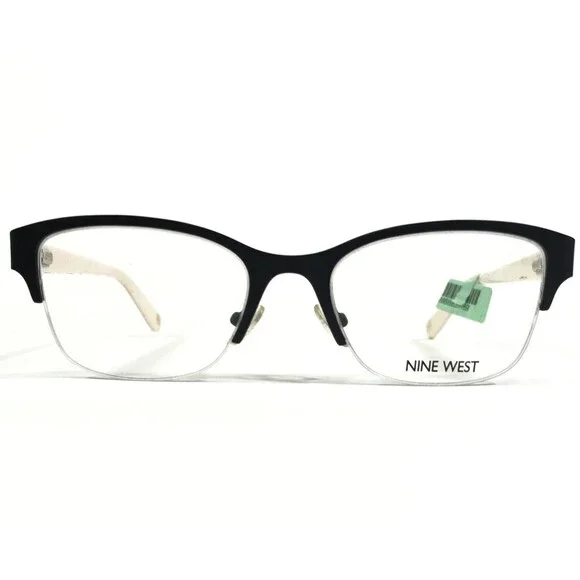 Nine West Eyeglasses Frames NW1076 001 Nude Black Cat Eye Half Rim 50-18-130