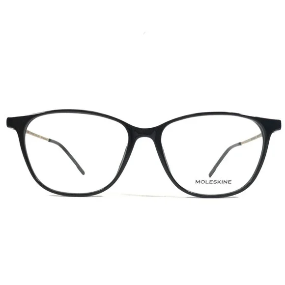Moleskine Eyeglasses Frames MO1104 00 Black Gold Square Full Thin Rim 52-15-145