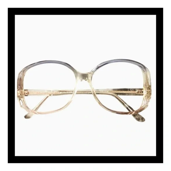 1980’s‎ Vintage Clear & Purple Oversized Eyeglasses with Cutouts, Deadstock