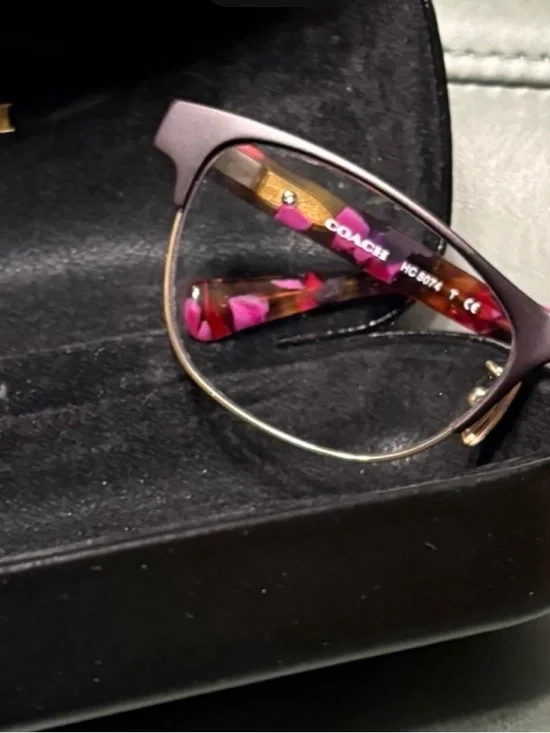 Coach Purple Frames with Pink Floral Temple Accents