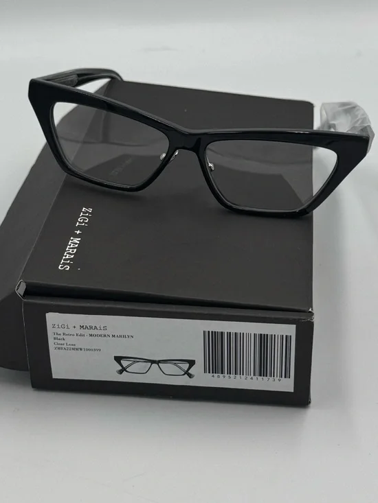 ZiGi + MARAiS Modern Marilyn Blue Light Glasses Black Clear Lens NIB