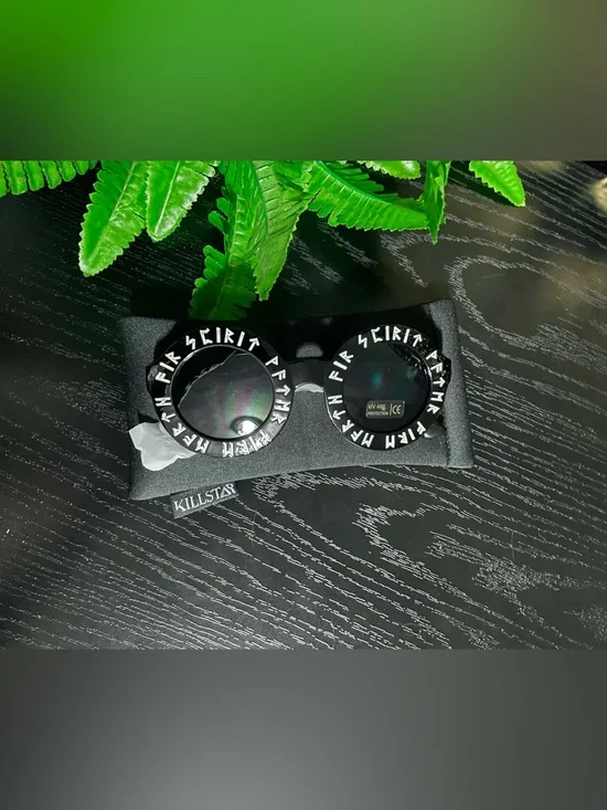 Killstar Black Sunglasses with White Rune Accents