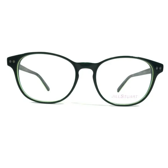 Jill Stuart Eyeglasses Frames JS 351-3 Green Round Full Rim Horn Rim 49-16-140