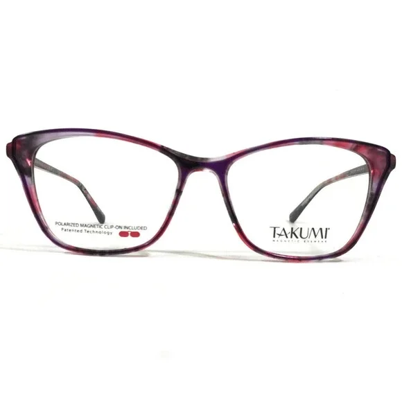 Takumi Eyeglasses Frames MOD TK1141 30 Purple Red Tortoise Cat Eye 52-16-140