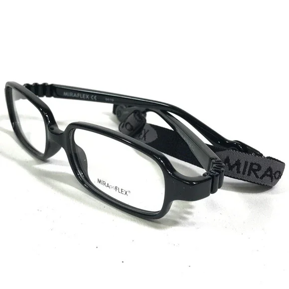Miraflex Kids Goggles Eyeglasses Frames TERRYSIX C.J Black Rectangle 46-16-125