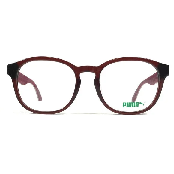 Puma Eyeglasses Frames PU00400A 012 Beige Red Round Suede Leather 53-20-140