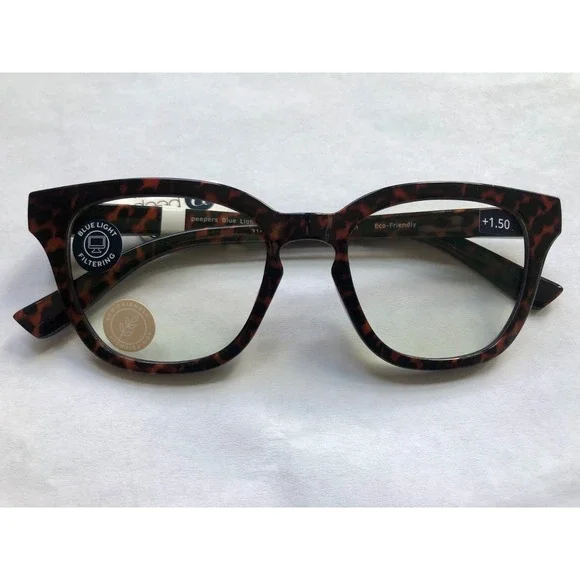New Betsy Leopard Peepers Blue‎ Light Filtering Reading Glasses +1.50