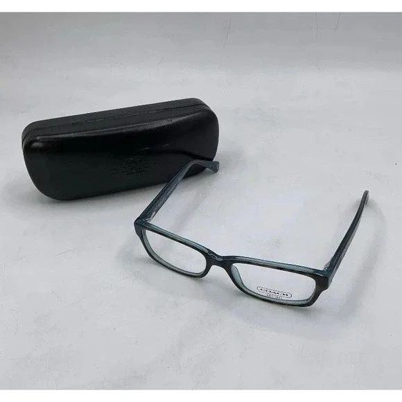Coach Women's Brooklyn Rectangular Eye Glasses Dark Tortoise Teal With Case NWOT