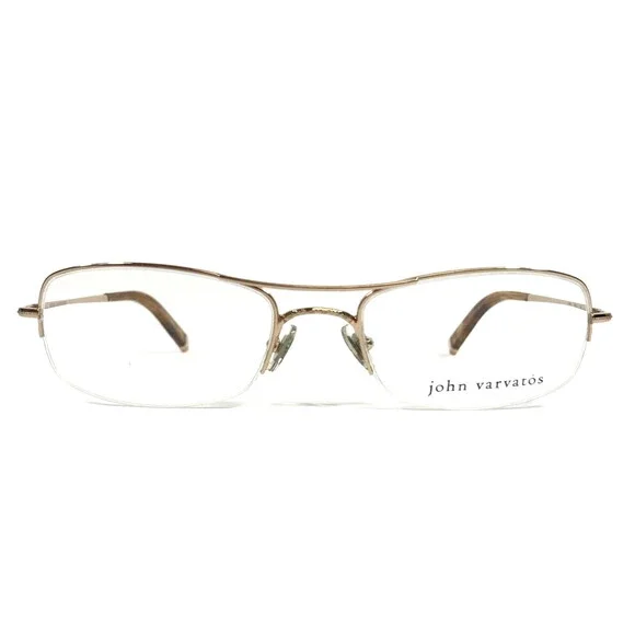 John Varvatos Eyeglasses Frames V106 GOLD Rectangle Half Rim 53-19-140