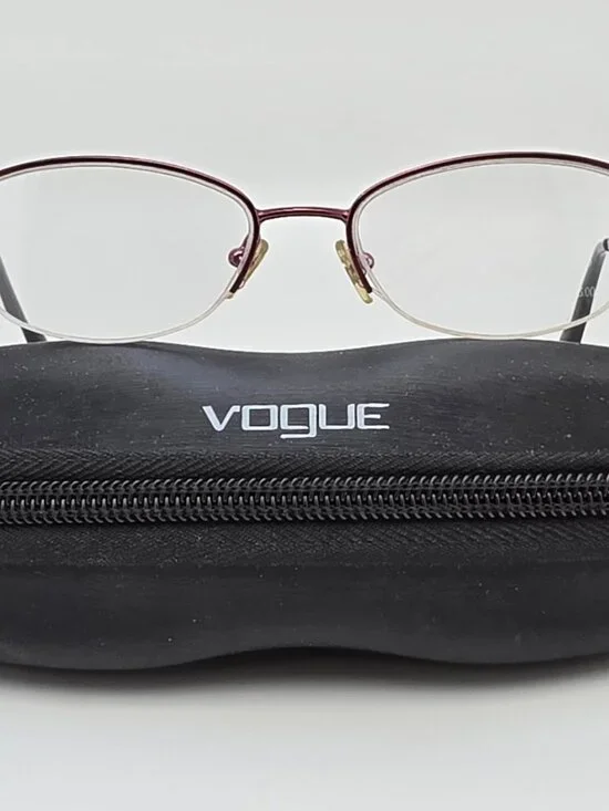 Vogue VO3955-BI 812 Plum Rhinestone Semi Rimless Cat Eye Eyeglasses Frame 49mm