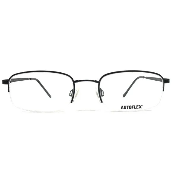 Autoflex with Flexon Eyeglasses Frames 63 MAT BLACK Rectangle Half Rim 51-20-140