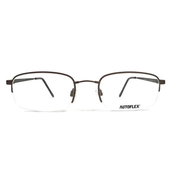 Autoflex with Flexon Eyeglasses Frames 63 MOCHA Brown Square Half Rim 51-20-140