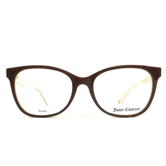 Juicy Couture Eyeglasses Frames JU170 PC2 Brown Ivory Cat Eye Full Rim 52-17-135