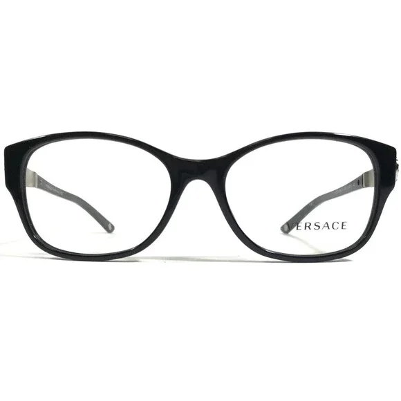 Versace MOD. 3168-B 5050 Eyeglasses Frame Black Silver Round Cat Eye 54-17-135