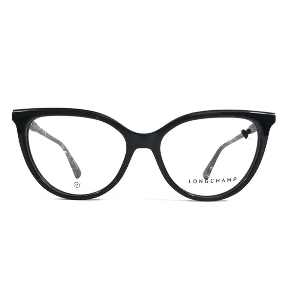 Longchamp Eyeglasses Frames LO2717 001 Shiny Black Cat Eye Full Rim 53-16-140