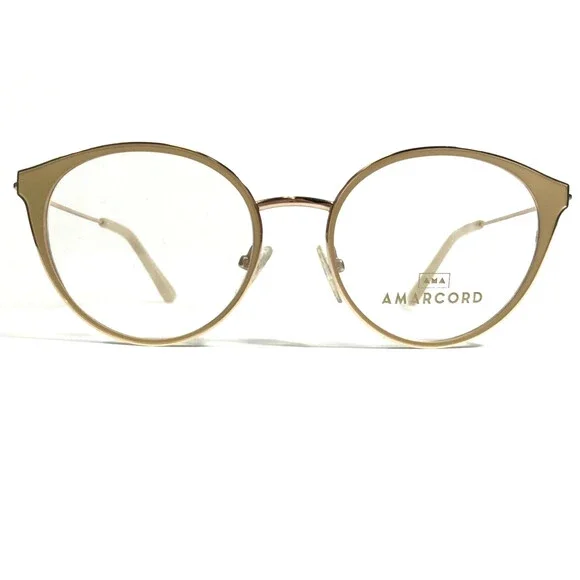 Amarcord AM007 col.1 Eyeglasses Frames Gold Round Full Rim 49-17-140