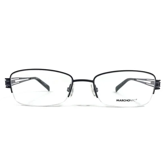 Marchon NYC Eyeglasses Frames M166 010 Purple Gray Rectangle Half Rim 51-18-135