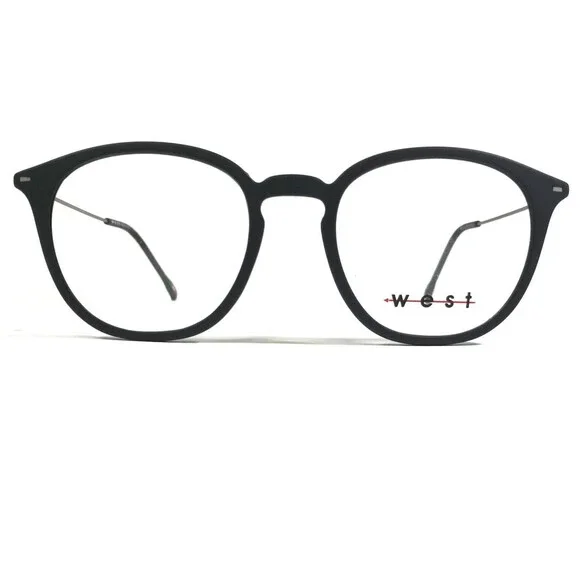 West Italy 99929 C.1 Eyeglasses Frames Black Silver Round Full Rim 49-18-145