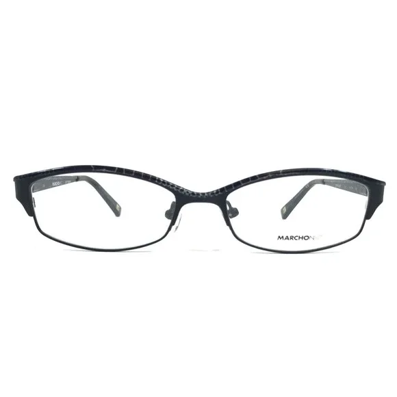 Marchon NYC Eyeglasses Frames CARRIAGE 001 Black Crackle Rectangle 51-16-135