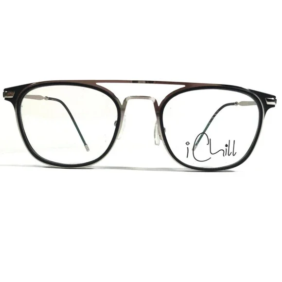 iChill C7019 Col.90 Eyeglasses Frames Black Silver Square Full Rim 51-22-145