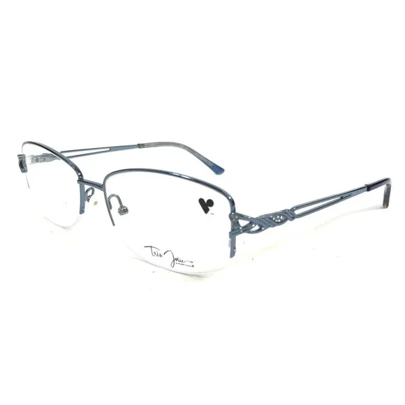 Tres Jolie Eyeglasses Frames 198 456 Light Blue Wire Rim Crystals 58-17-145