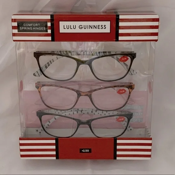 NIB Lulu Guinness London Readers. 3 Pack.