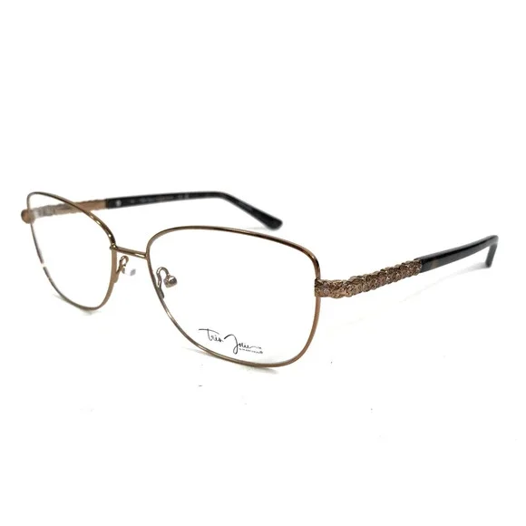 Tres Jolie Eyeglasses Frames 196 200 Dark Gold Tortoise Crystals 59-17-145