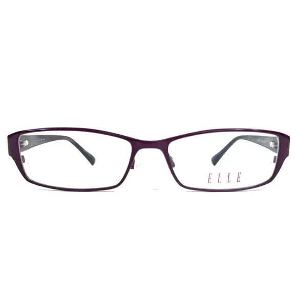 Elle Eyeglasses Frames EL13320 PU Shiny Purple Rectangle Full Rim 52-15-135