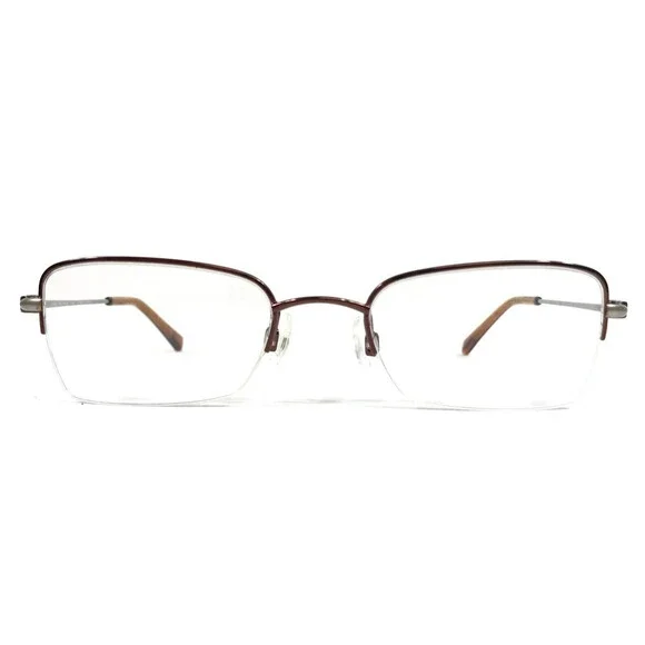 Charmant Eyeglasses Frames CH10806 BR Brown Silver Rectangle Half Rim 49-20-135