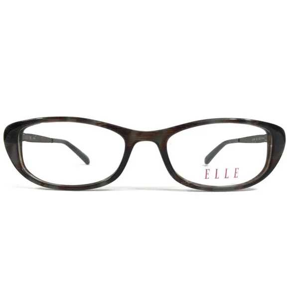 Elle Eyeglasses Frames EL13351 BR Brown Bronze Rectangle Oval Full Rim 49-17-135
