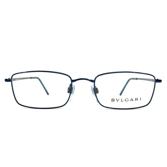 Bvlgari Eyeglasses Frames 157 203 Polished Blue Rectangle Wire Rim 50-18-135